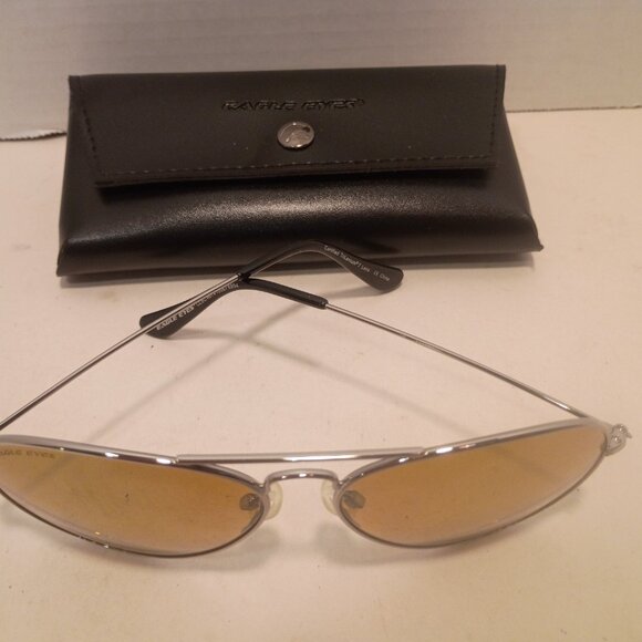 NWOB EAGLE EYES Classic Aviator Sunglasses 10067 Silver Frame Gold Flash Lenses - Picture 3 of 10